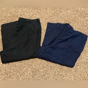 J Jill Love 100% Linen Pants Size 3x Lot of 2 Pull On Elastic Navy Blue Black
